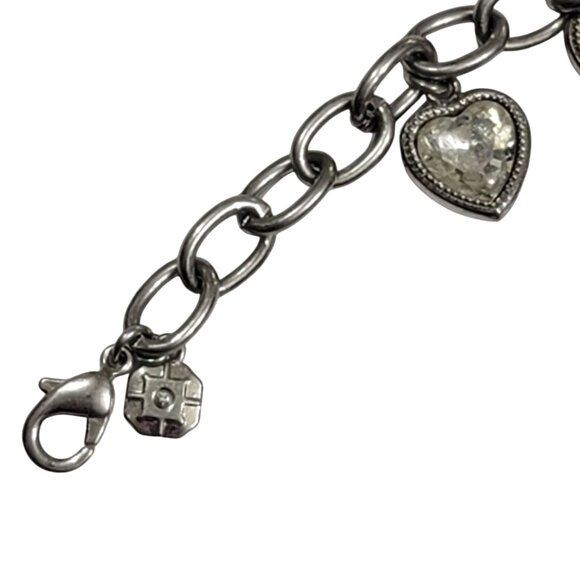 Vintage Monet Charm Bracelet Silver Tone Hearts - Picture 4 of 6